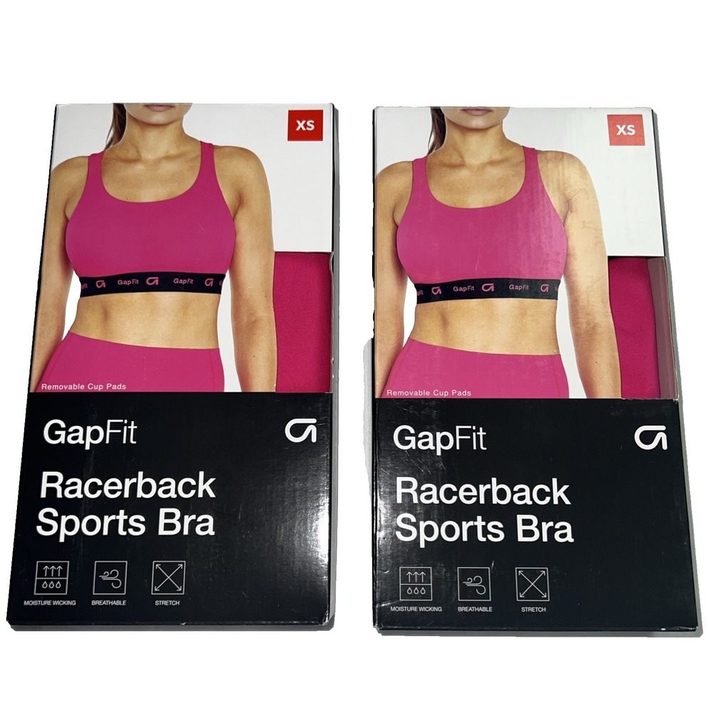 GapFit Womens Bra XS Lot of 2 Racerback Sports Removable Cup Moisture Wicking E7